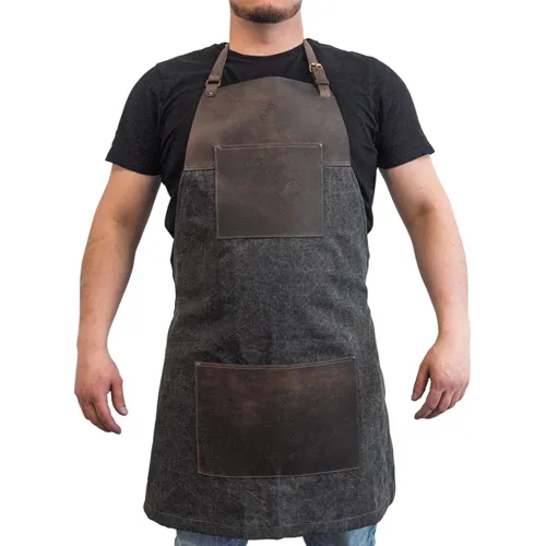 BeaverCraft canvas schort bruin met lederen afwerking