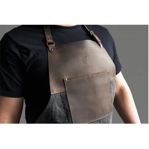BeaverCraft canvas schort bruin met lederen afwerking