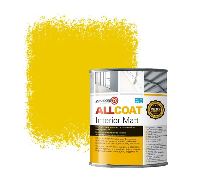 ZINSSER ALLCOAT INTERIOR MUURVERF RAL 1021 KOOLZAADGEEL  1 LITER