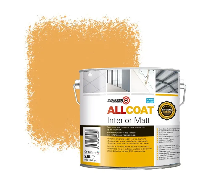 ZINSSER ALLCOAT INTERIOR MUURVERF RAL 1034 PASTELGEEL  2,5 LITER