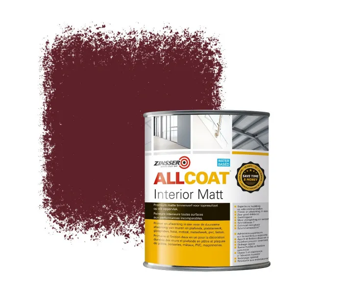 ZINSSER ALLCOAT INTERIOR MUURVERF RAL 3005 WIJNROOD  1 LITER