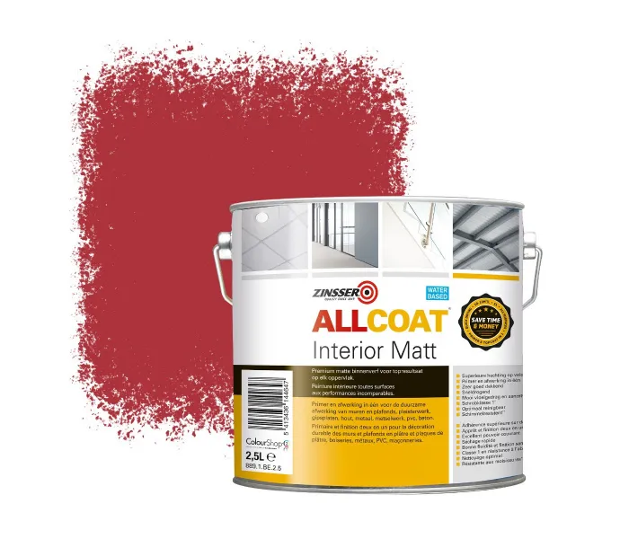 ZINSSER ALLCOAT INTERIOR MUURVERF RAL 3031 ORIëNTROOD  2,5 LITER