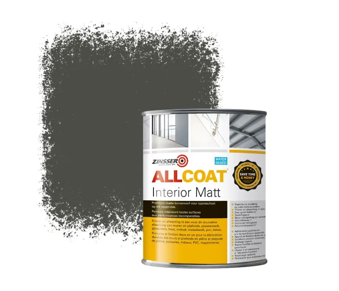 ZINSSER ALLCOAT INTERIOR MUURVERF RAL 7022 UMBRA GRIJS  1 LITER
