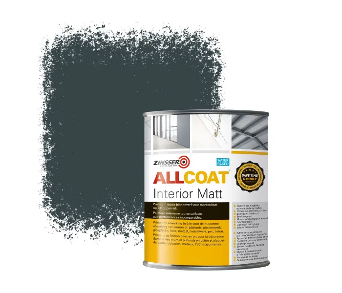 ZINSSER ALLCOAT INTERIOR MUURVERF RAL 7026 GRANIETGRIJS  1 LITER