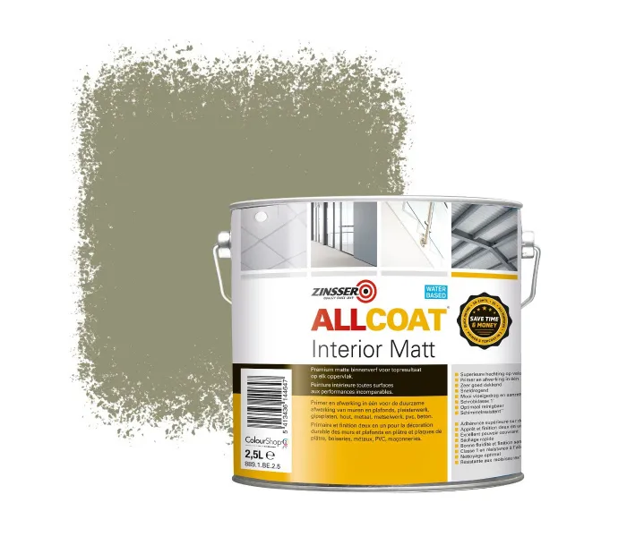 ZINSSER ALLCOAT INTERIOR MUURVERF RAL 7034 GEELGRIJS  2,5 LITER