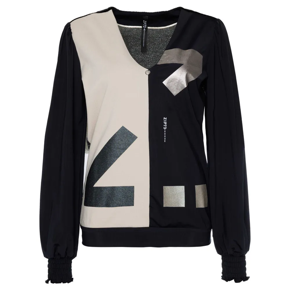   ZIP73 TOP 2HALF 629 ZWART KL